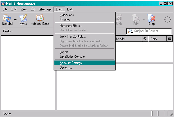 mozilla mail POP screenshot